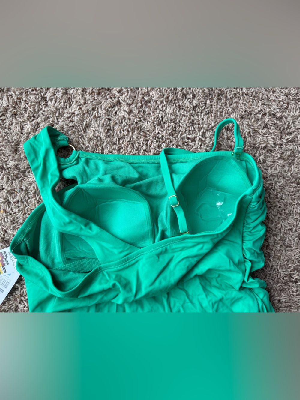 Time and Tru teal Green one shoulder swimsuit with Removable extra Strap (16/18) - Picture 4 of 4